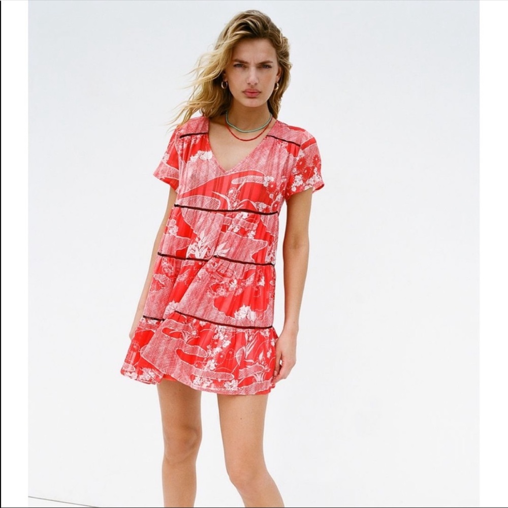 NWT urban outfitters pippa red tiered swing dress